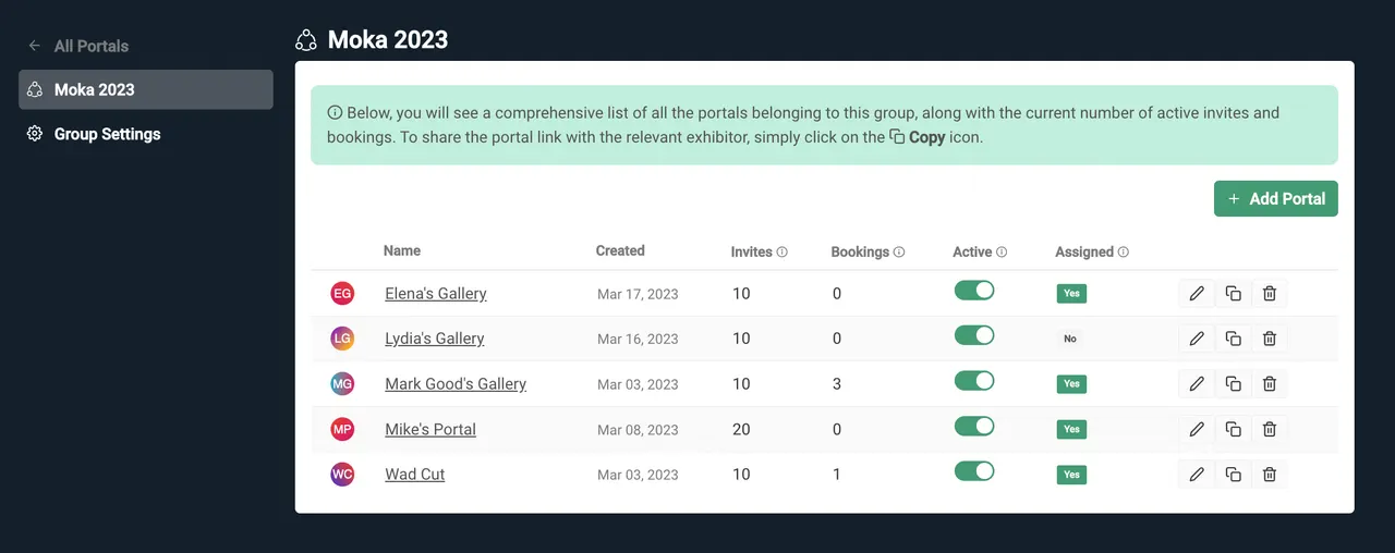 Fairs can easily see which portals are in use